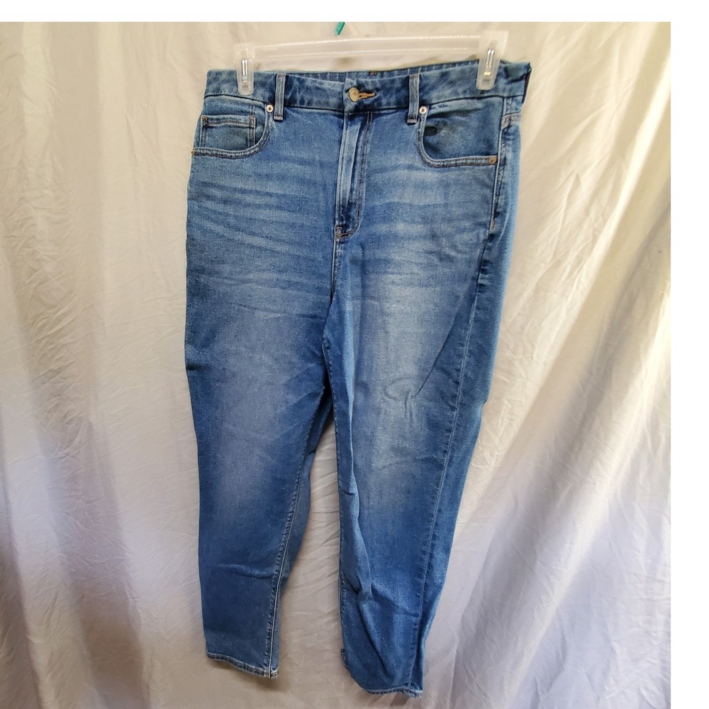 American Eagle Curvy Mom Jeans Womens 14 Regular Blue Stretch High Rise Denim